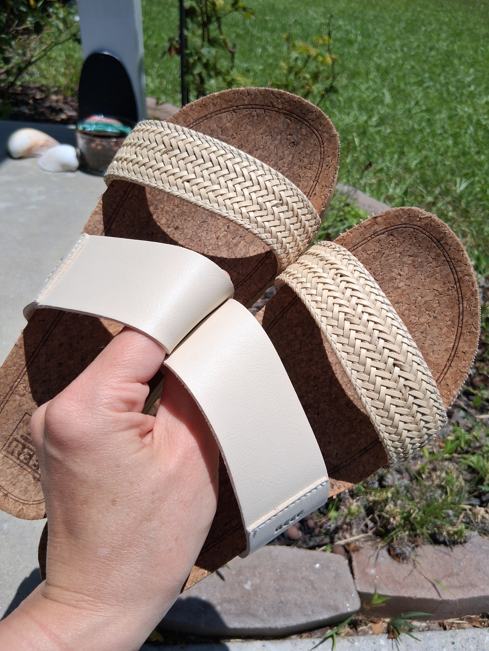 Reef Vista High Two-Band Cork Slide Sandals in Cream - Picture 4 of 8